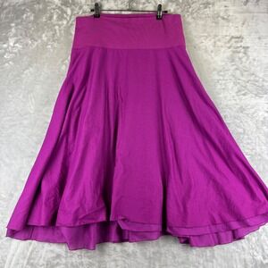 Eileen Fisher A-Line Skirt Women S Purple Cotton Tiered Elastic Waist (1441)